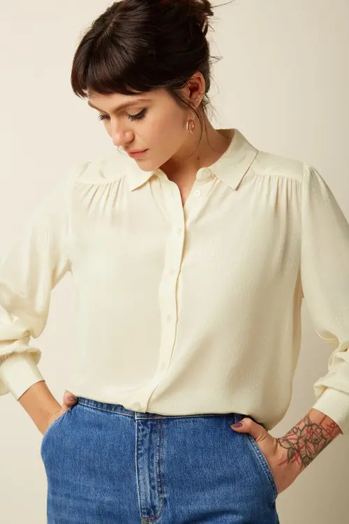 Carina Sista Bluse - Ivory