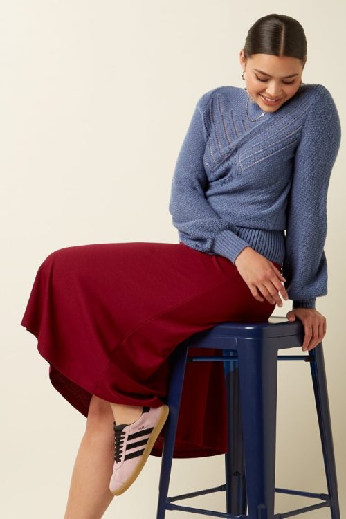 Juno Milano Crepe Midi Skjørt - Cabernet Red
