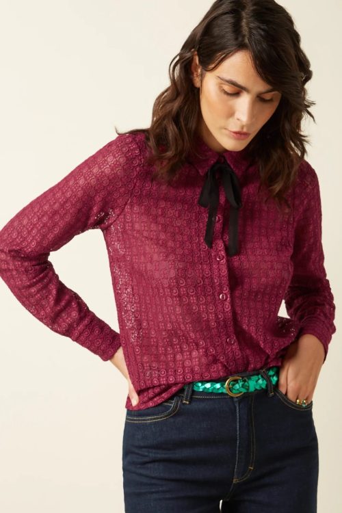 Elia Branco Lace Bluse
