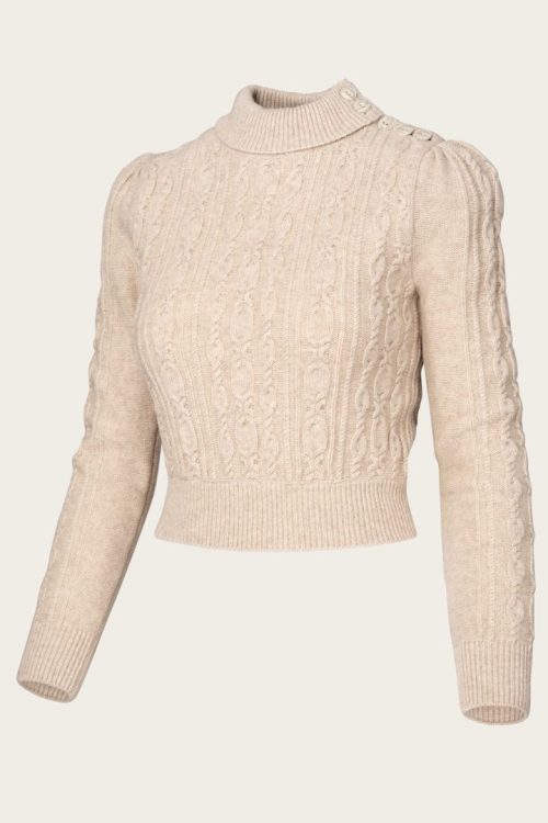 The Ice Skater Sweater - Antique white cashmere blend