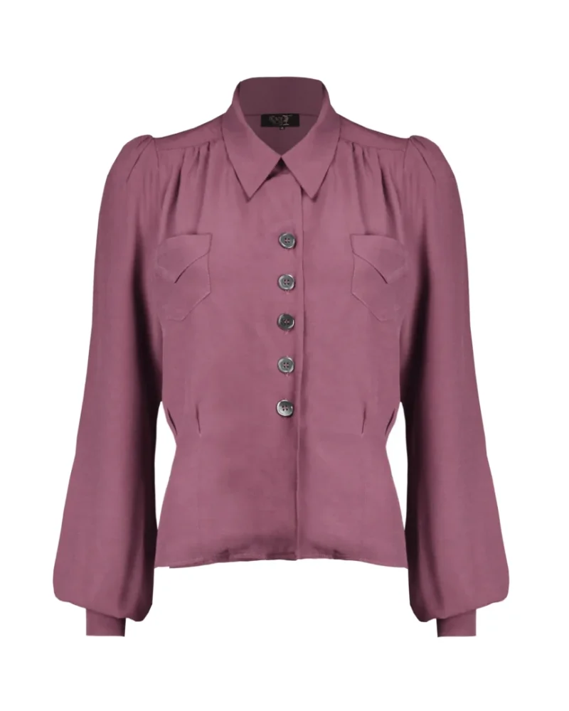 40s Sweetheart Blouse - Plum - Bilde 5