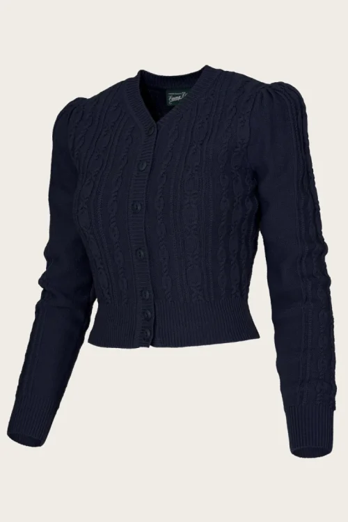 The Ice Skater Cardigan - Navy mélange wool