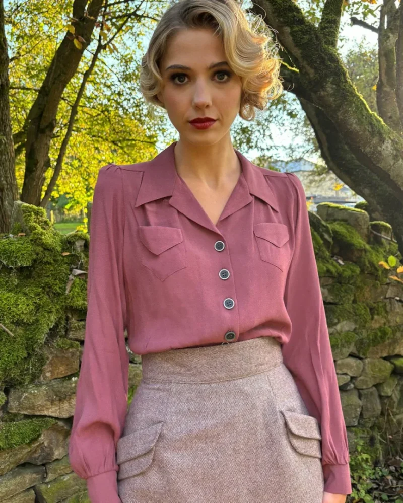 40s Sweetheart Blouse - Plum - Bilde 4