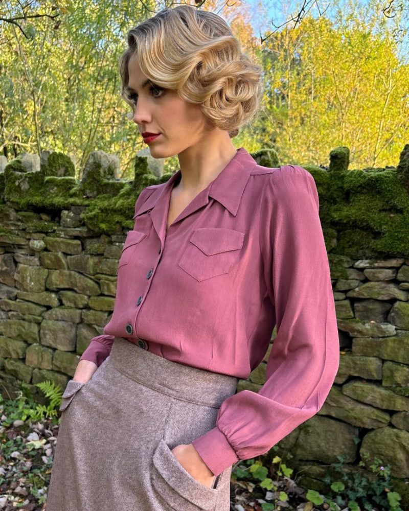 40s Sweetheart Blouse - Plum - Bilde 3