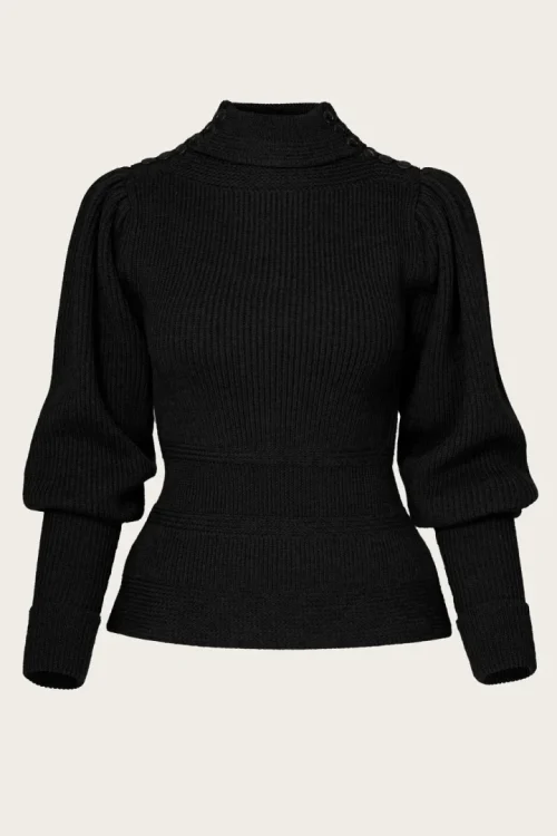 The Edwardian Cycling Sweater -  Black wool