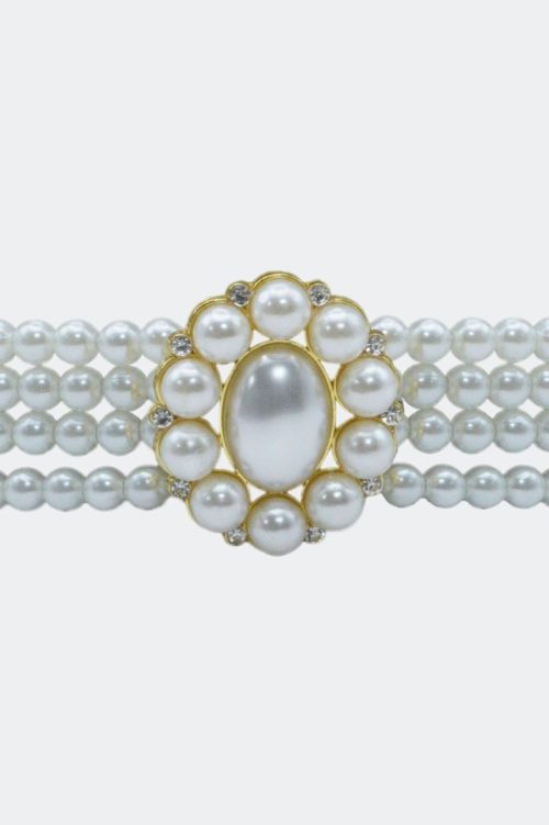 LAYERED PEARL CHAIN BELT
