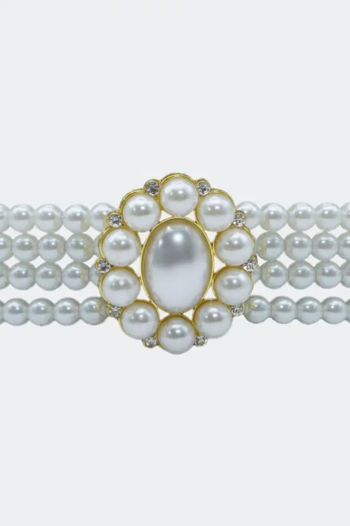 LAYERED PEARL CHAIN BELT