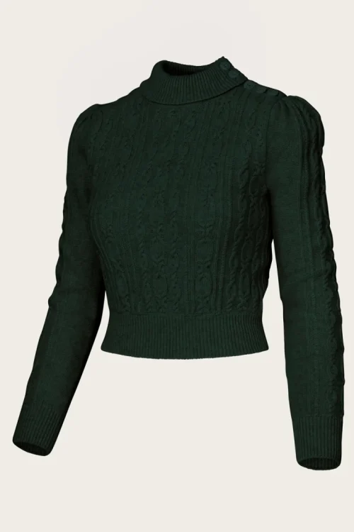 The Ice Skater Sweater - Hunter green cashmere blend