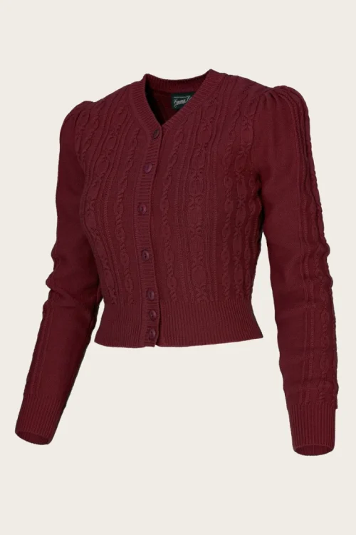 The Ice Skater Cardigan - Maroon mélange wool