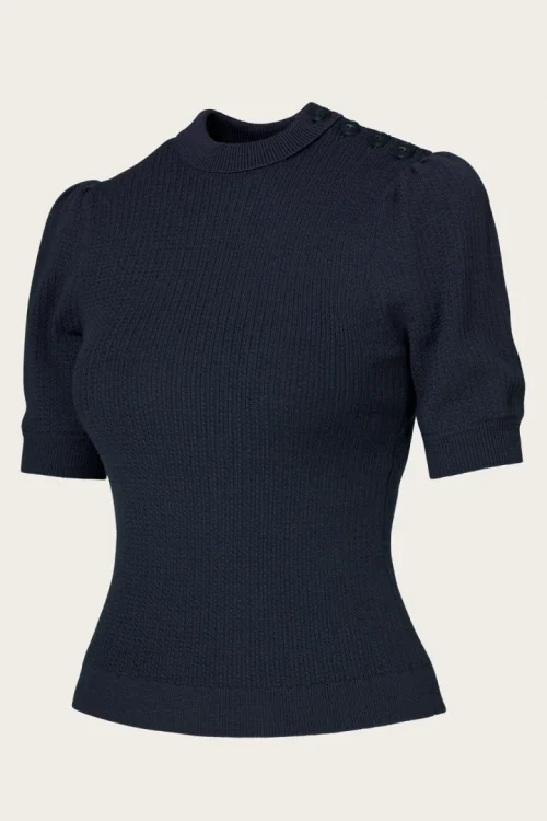 The Top Drawer Top - Navy mélange wool