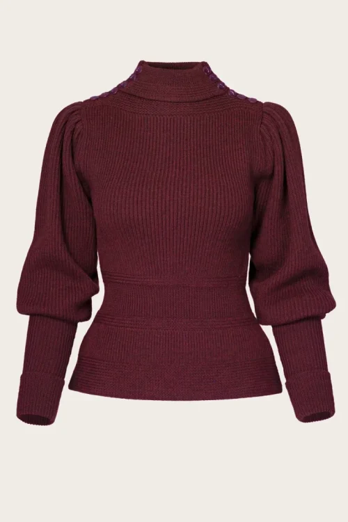 The Edwardian Cycling Sweater - Maroon mélange wool