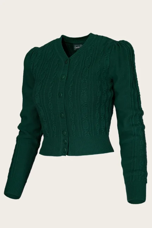 The Ice Skater Cardigan - Bottle green wool