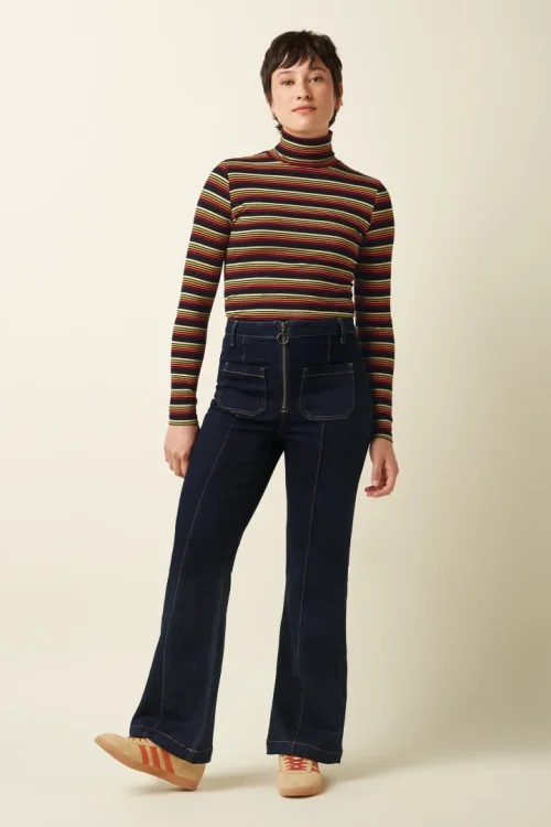 Rollneck Top Frostine Stripe Spicy Orange