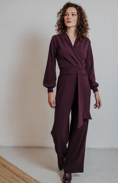 Emmylou Jumpsuit Wine Jersey Crepe