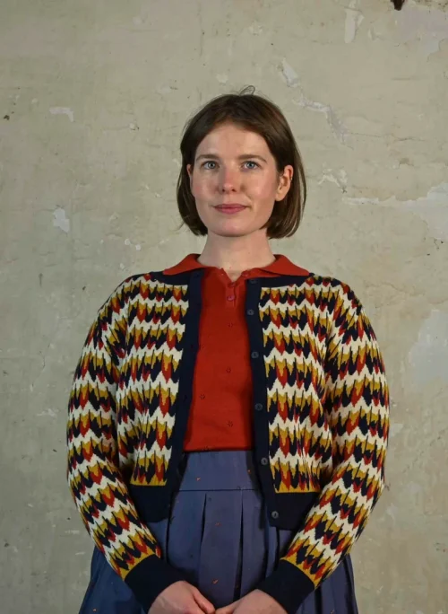 Vera Multi marble Feather Navy cardigan