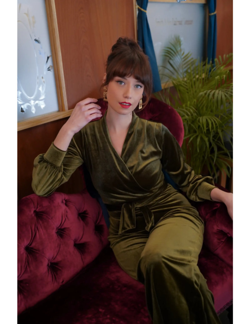 Emmylou Jumpsuit Steam Velvet Olive - Bilde 3