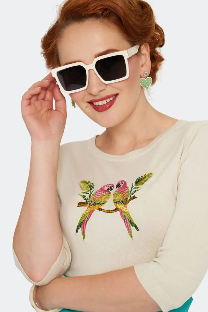 Oversized Cream Square Solbriller - Bilde 5