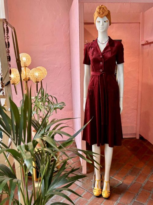 Revers Dress Midi Corduroy Granate Red