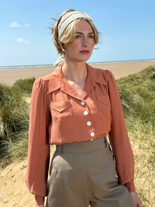 40s Sweetheart Blouse - Burnt peach