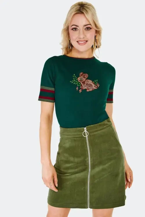 Forest Bunny Embroided Sweater