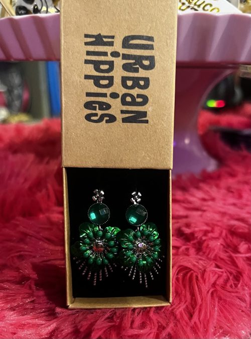 Urban Hippies Øredobber Raio green diamonds sp