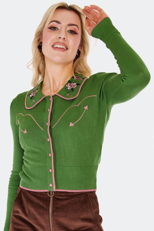 Western Style Rose Embroidered Cardigan