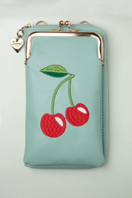 Cherry Pie Cross Body Phone Bag - Mint