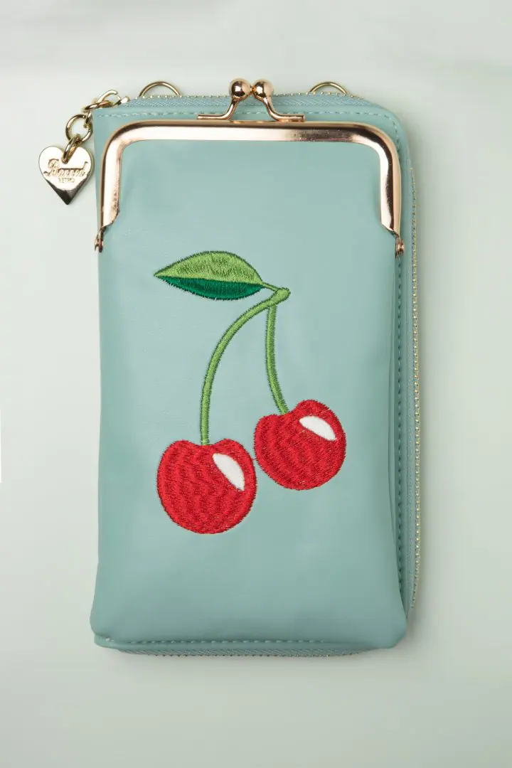 Cherry Pie Cross Body Phone Bag - Mint