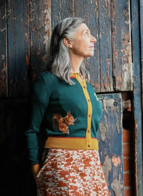 Vera - Teal Squirrel Cardigan