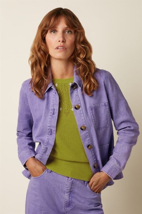 Ellen Colored Denim Jakke - Sheer Lilac