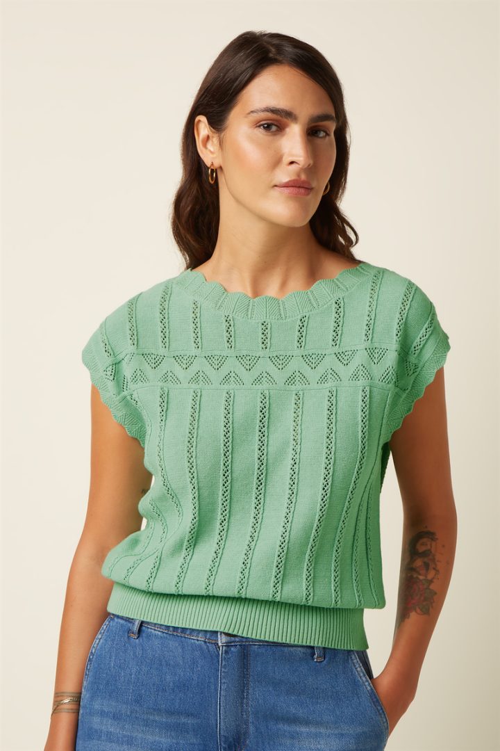 Liora Rocky Ajour Topp - Minty Meadow
