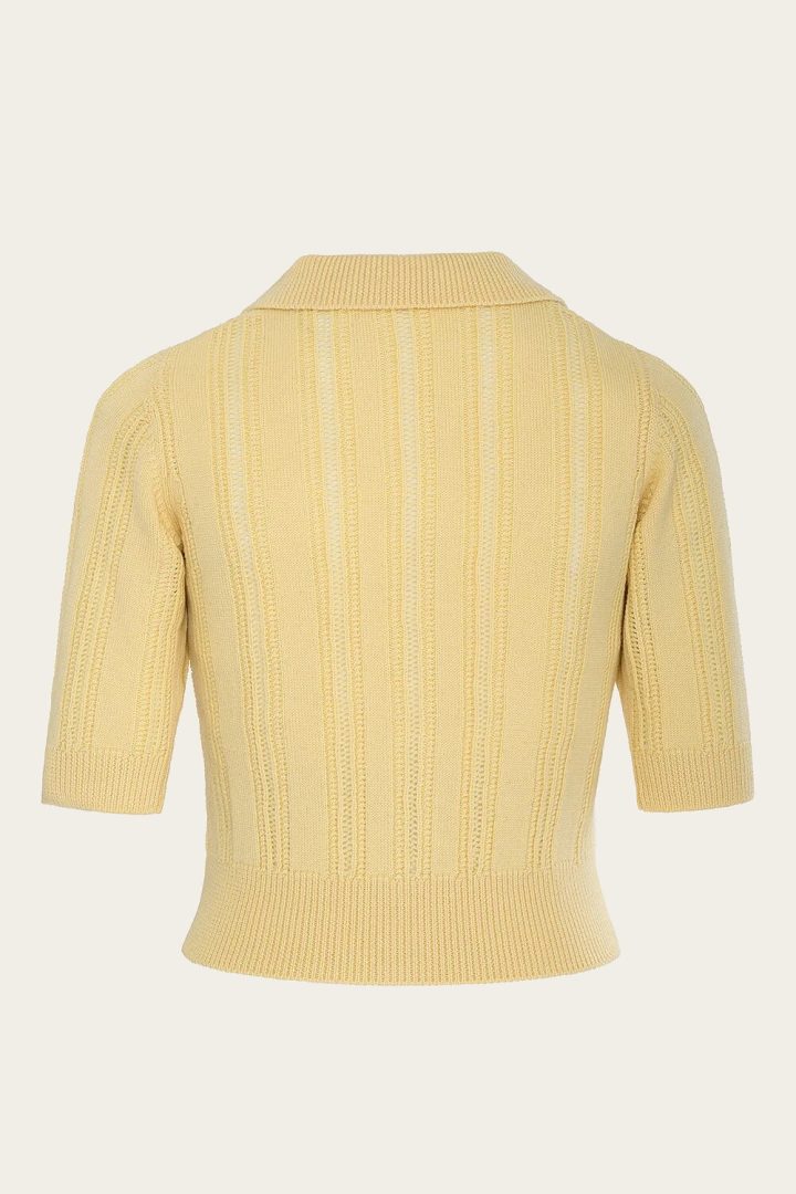 The Non Contrast Cardigan - Mellow yellow wool - Bilde 3