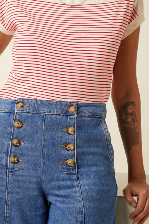 Melody Sailor Culotte Stone Denim