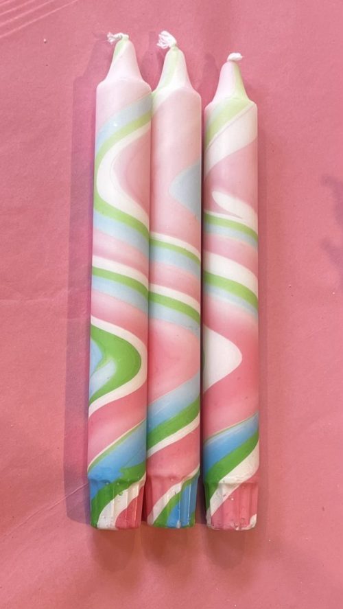 Mrs Miccio Stearinlys dip marble Light Pink/green/blue