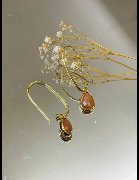 Very Cherry - Classic Drop Peach Moonstone Øredobber