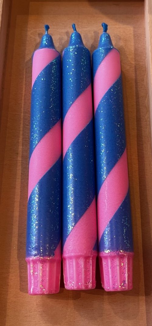 Mrs Miccio Stearinlysdip polka glitz b.blue/magenta/glitter