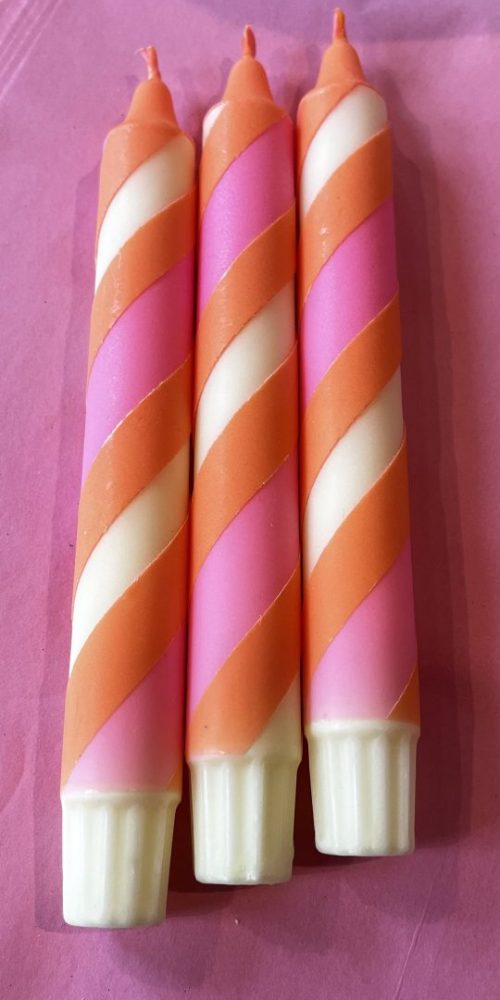 Mrs Miccio Stearinlys polka orange/magenta/neon yellow