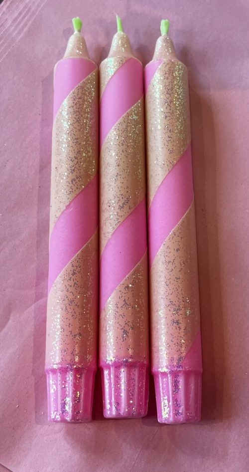 Mrs Miccio Stearinlysdip polka glitz b.green/magenta/glitter