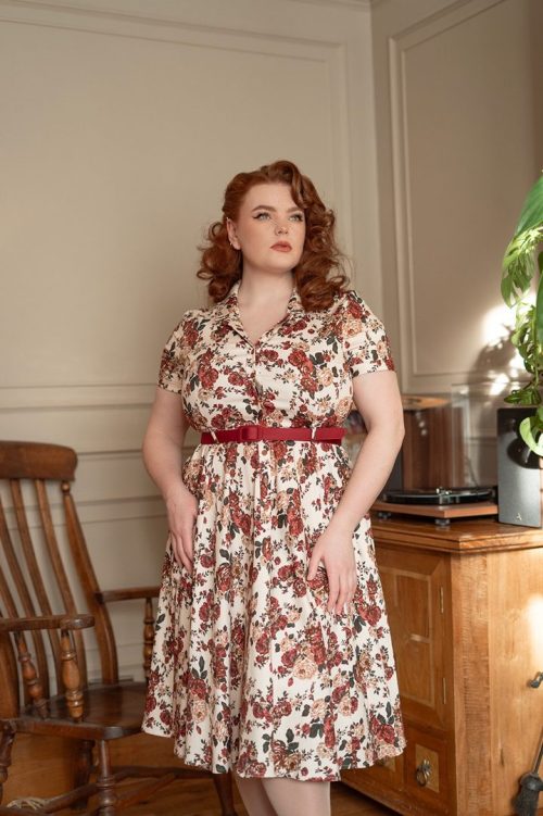 Autumn Rose Swing Kjole - Plus Size