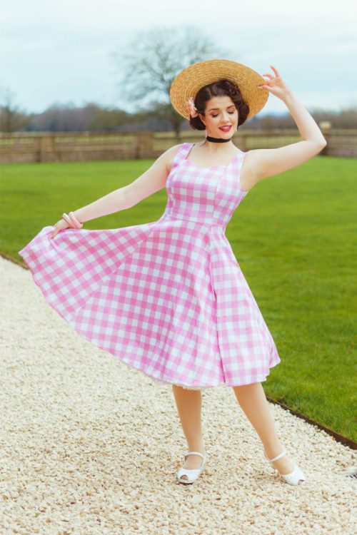 Pink Meadow Check Kjole