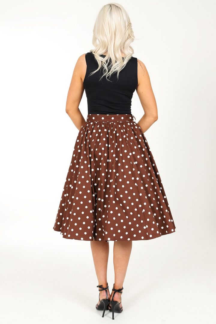 Paula Polka Dot Swing Skirt in Brown - Bilde 2