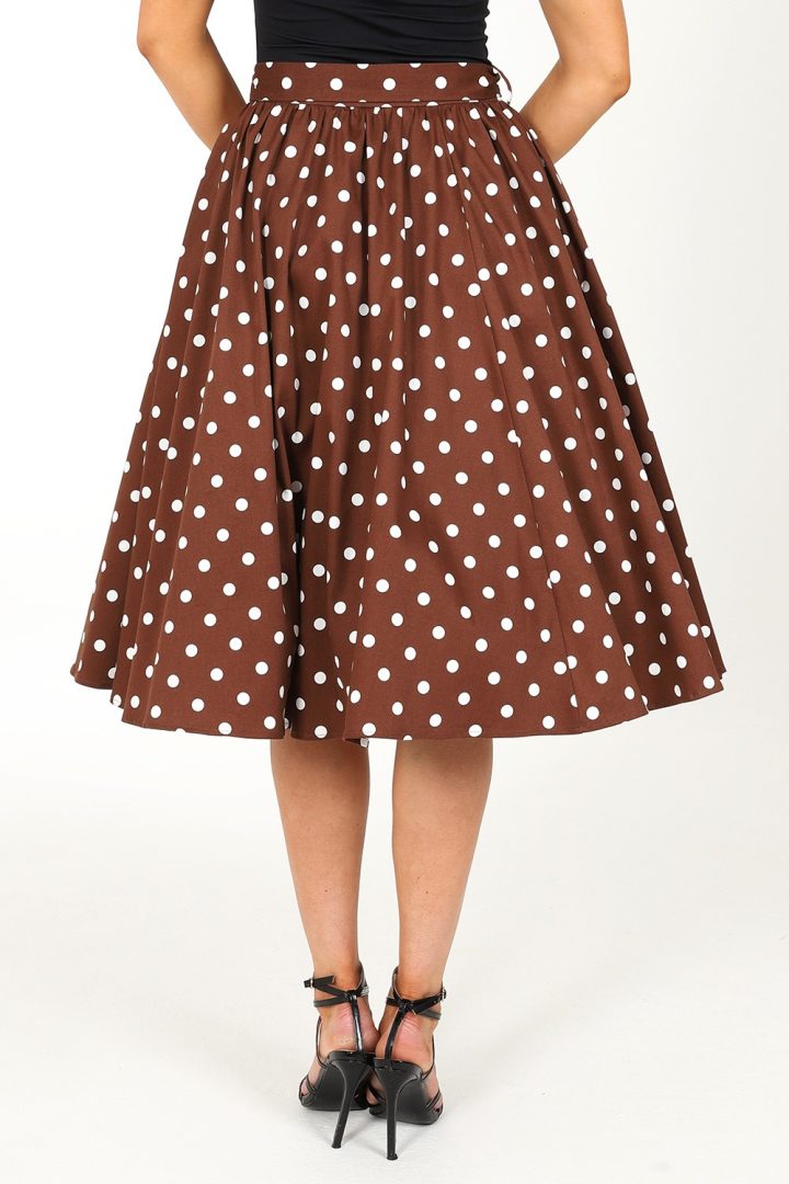 Paula Polka Dot Swing Skirt in Brown - Bilde 3