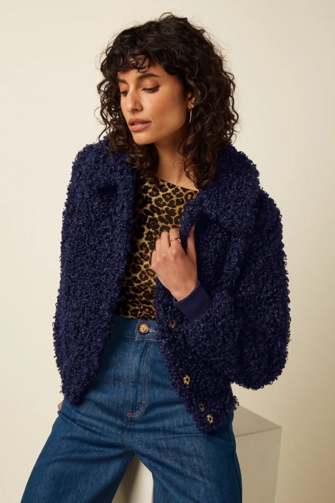 Isa Jacket Basil Fur- evening Blue