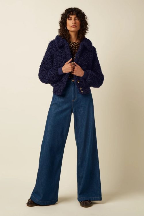 Isa Jacket Basil Fur- evening Blue