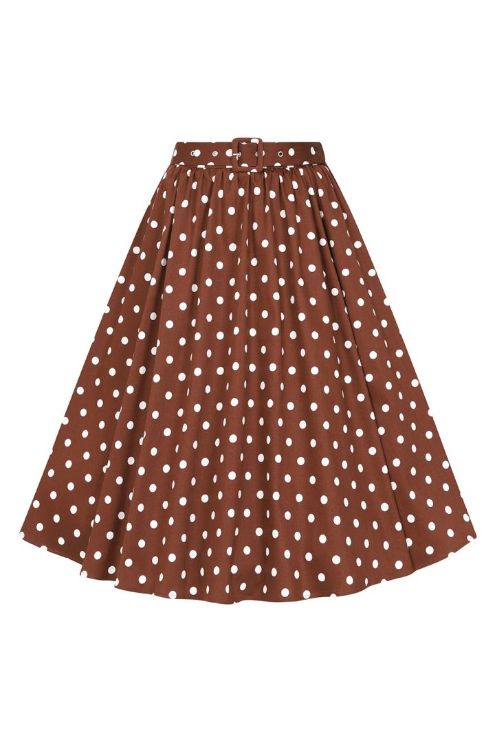 Paula Polka Dot Swing Skirt in Brown - Bilde 4