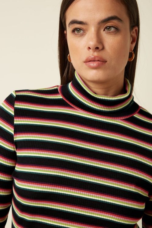 Rollneck Top Lotti stripe- Imperial Purple