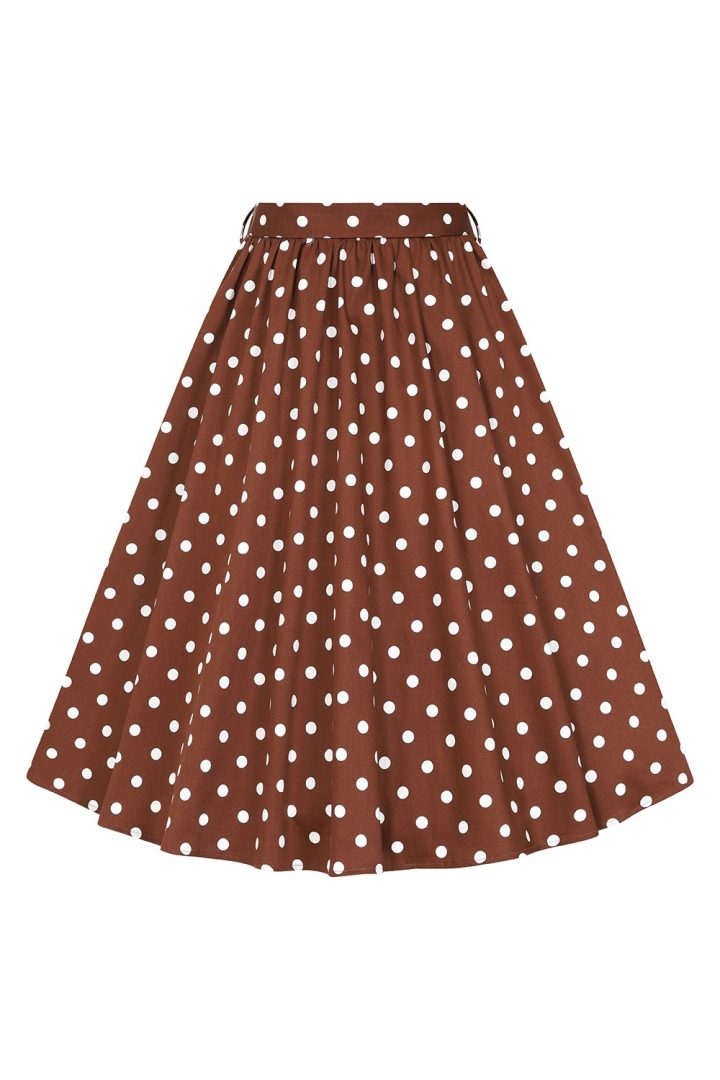 Paula Polka Dot Swing Skirt in Brown - Bilde 5