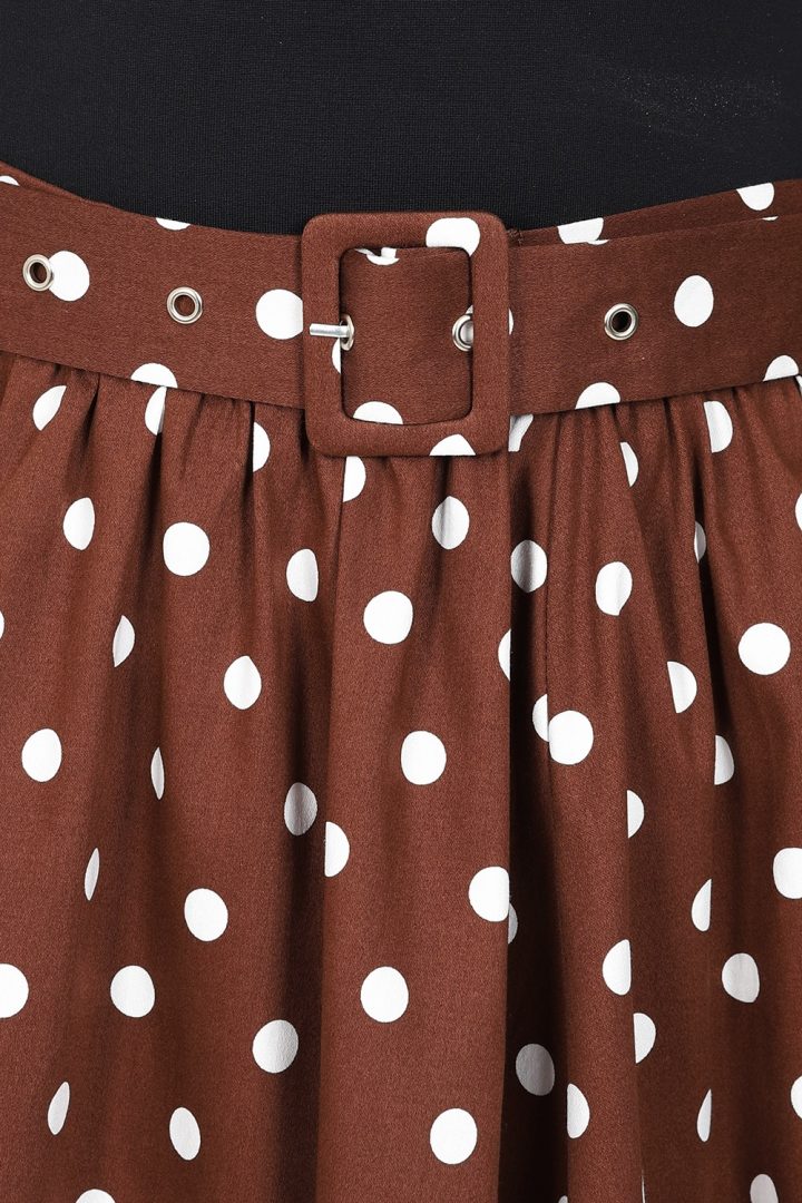 Paula Polka Dot Swing Skirt in Brown - Bilde 6