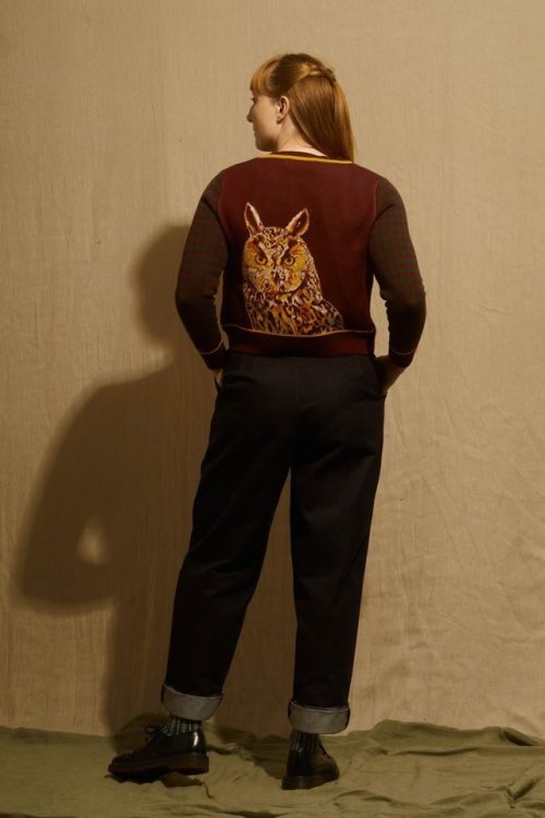 Vera Cardigan - Burgundy Long Eared Owl