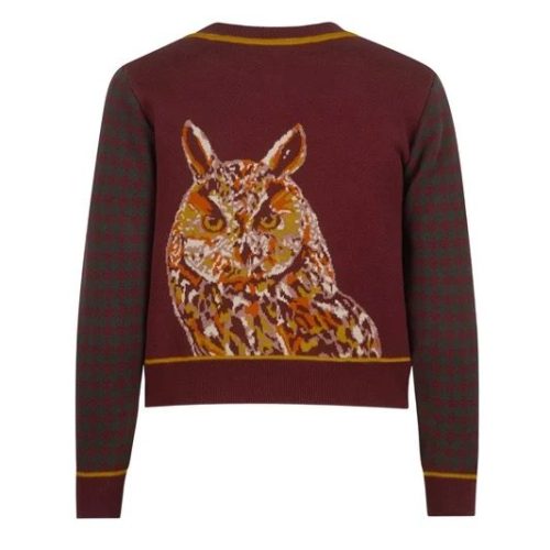 Vera Cardigan - Burgundy Long Eared Owl